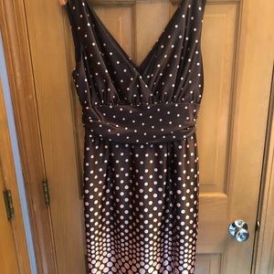 Short Brown Dress with Pink Polkadots